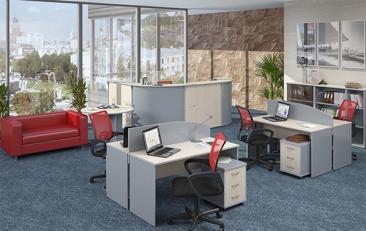 Комплект офисной мебели IMAGO четыре рабочих места, стол для переговоров в Петропавловске-Камчатском - изображение 1